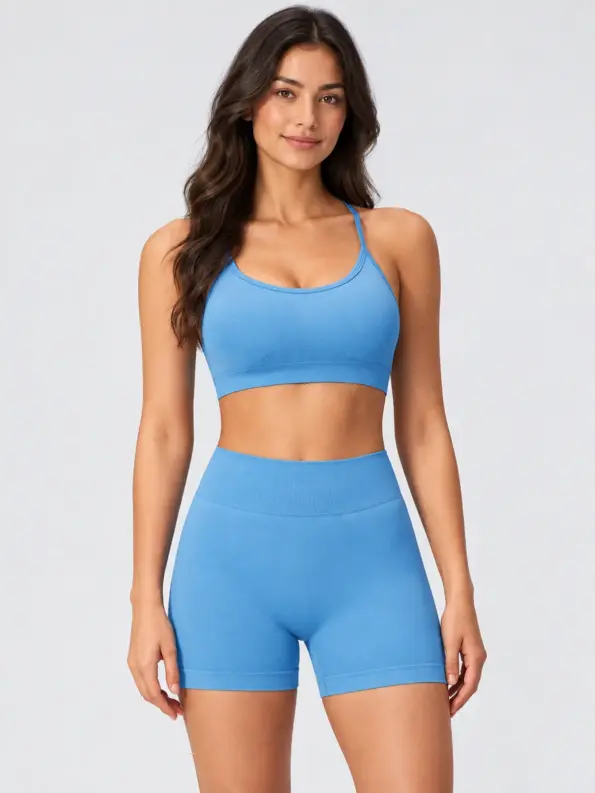 Mistral Ember Scoop-Neck Sports Bra and High-Waisted Bike Shorts Set — sea blue — general — authoritative variation image