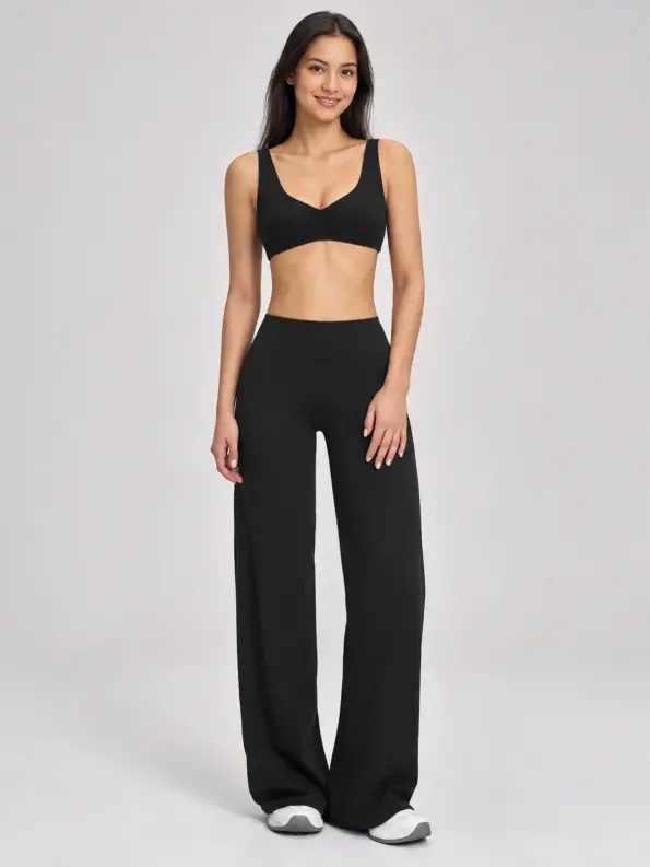Moonstone Ledger Sports Bra and Flare Leggings Set — black — general — authoritative variation image