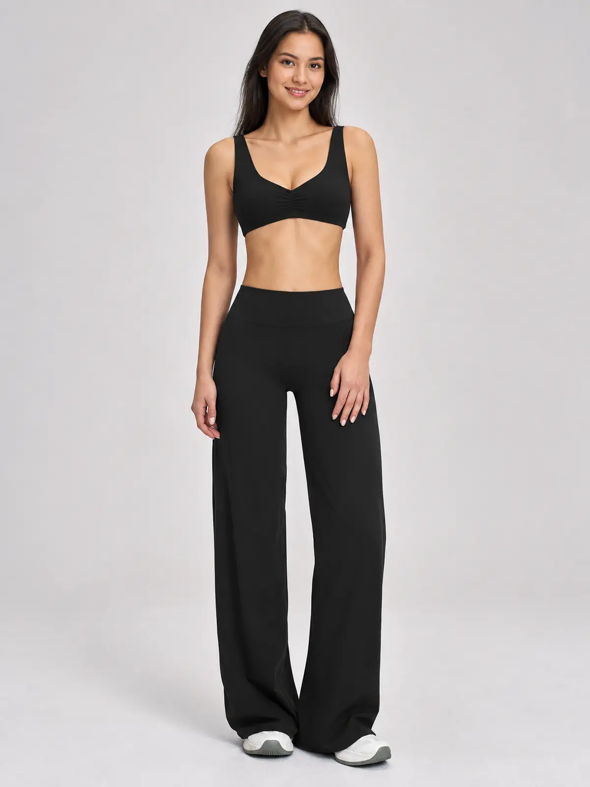 Moonstone Ledger Sports Bra and Flare Leggings Set — black — general — authoritative variation image