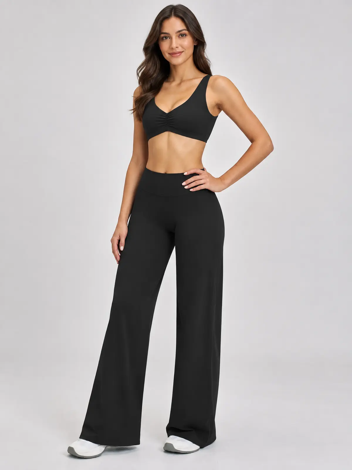 Moonstone Ledger Sports Bra and Flare Leggings Set — black — general — authoritative variation match