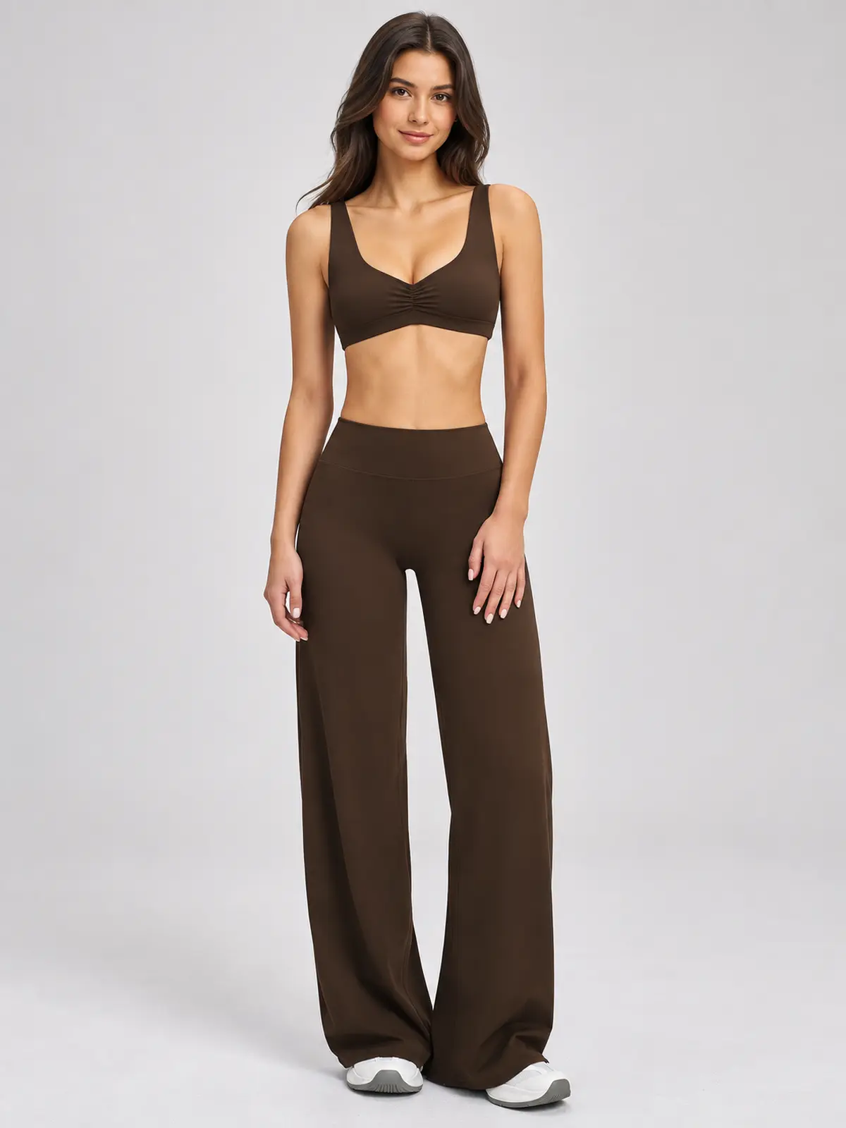 Moonstone Ledger Sports Bra and Flare Leggings Set — dark brown — general — authoritative variation match
