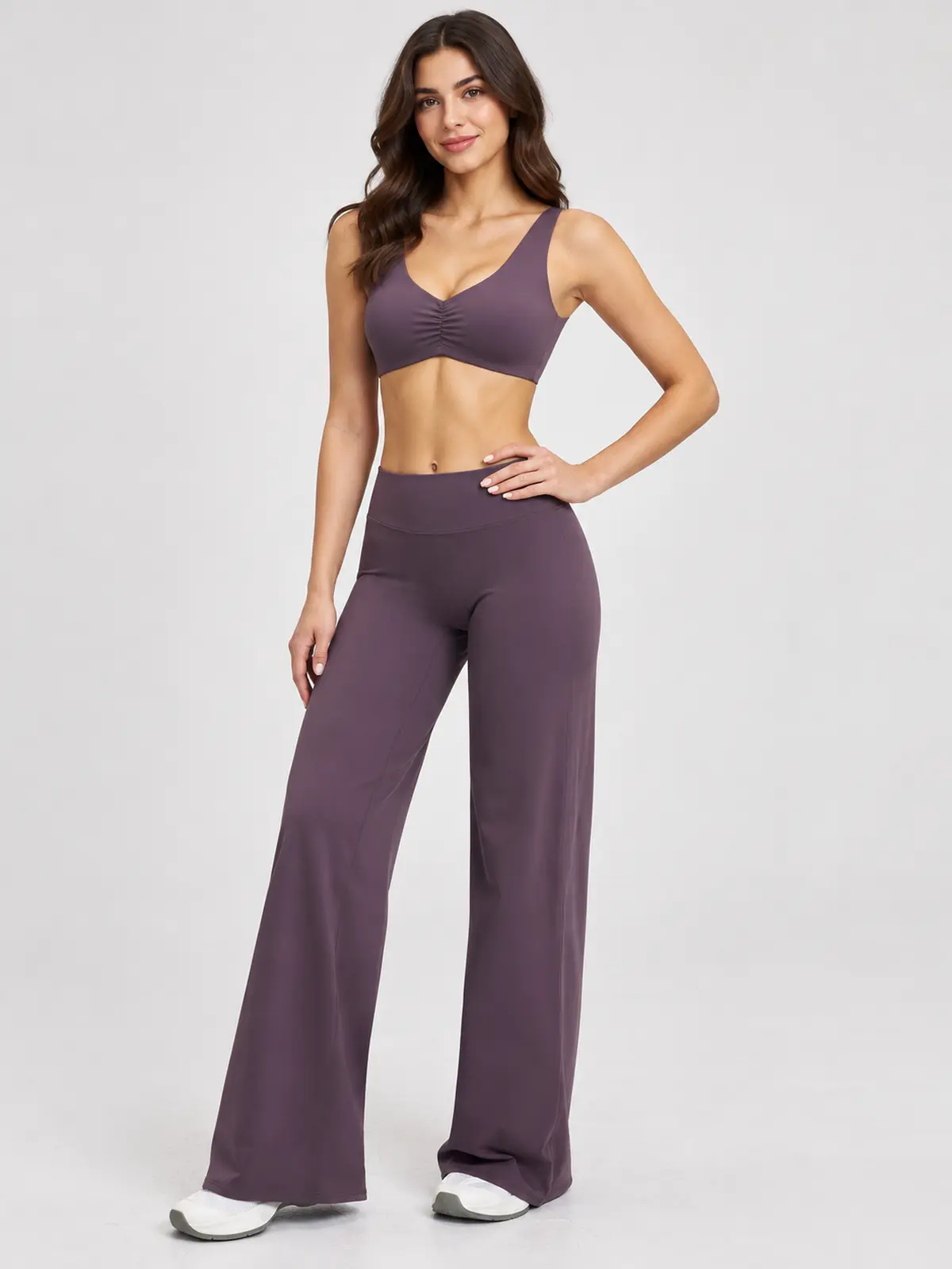 Moonstone Ledger Sports Bra and Flare Leggings Set — muted purple — general — authoritative variation match