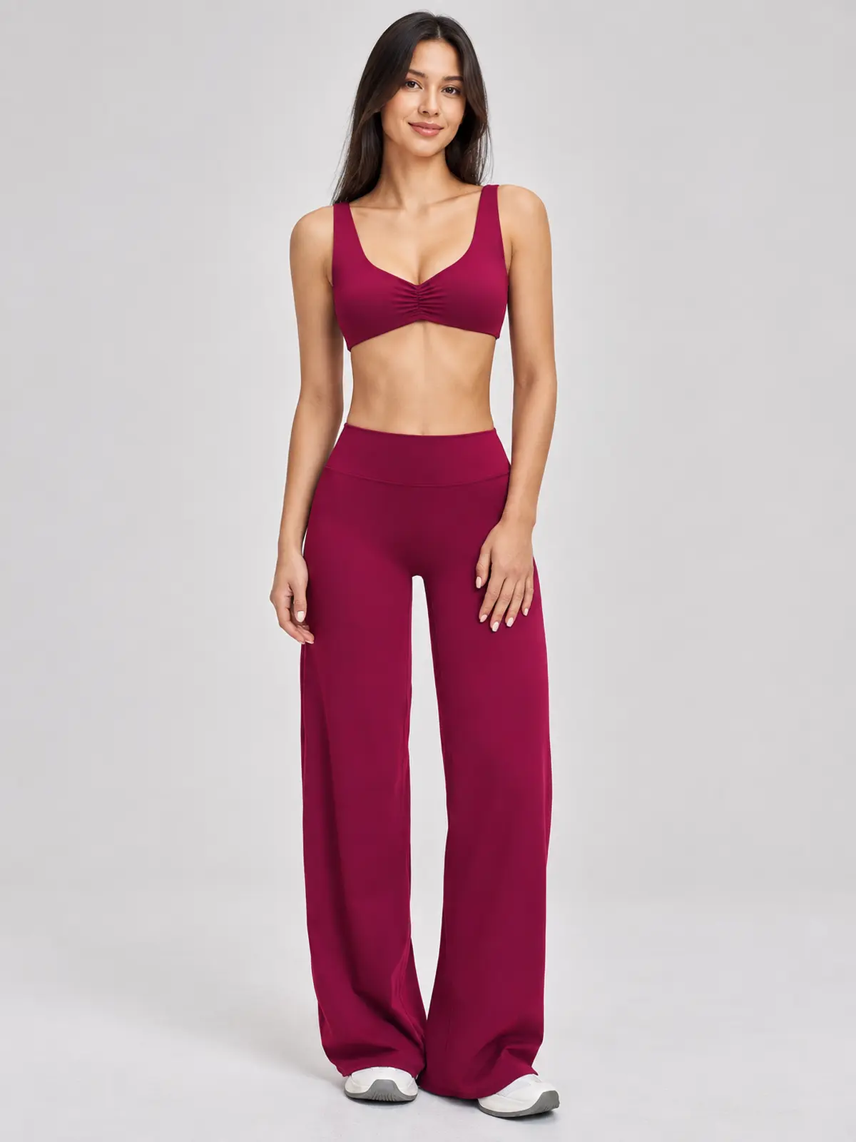 Moonstone Ledger Sports Bra and Flare Leggings Set — raspberry red — general — authoritative variation image