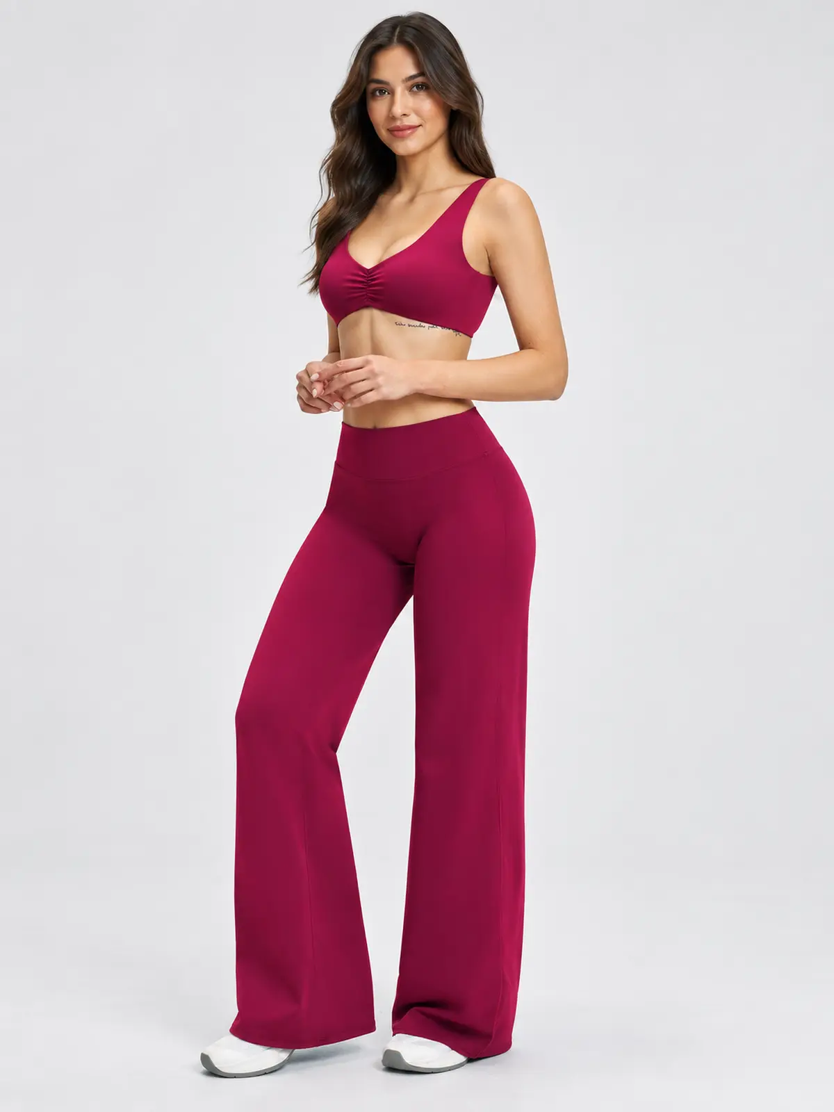 Moonstone Ledger Sports Bra and Flare Leggings Set — raspberry red — general — authoritative variation match