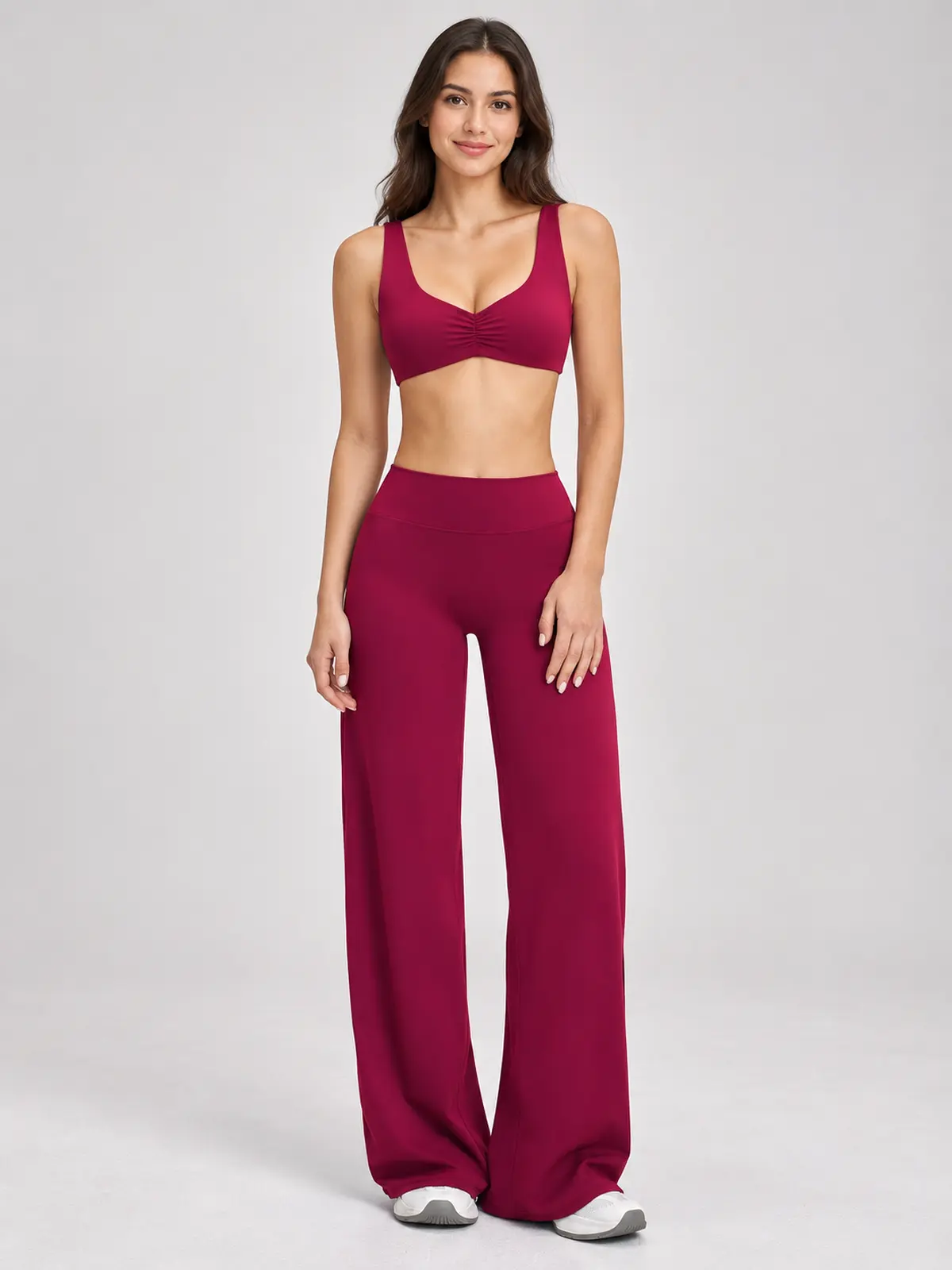 Moonstone Ledger Sports Bra and Flare Leggings Set — raspberry red — general — authoritative variation match