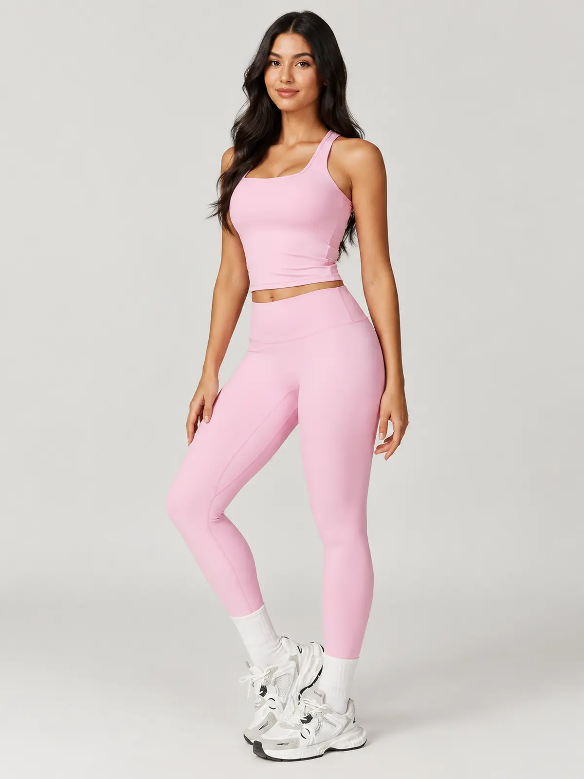 Nightfall Atelier Sleeveless Square-Neck Top and Full-Length Leggings Set — light pink — general — assigned human anchor cluster