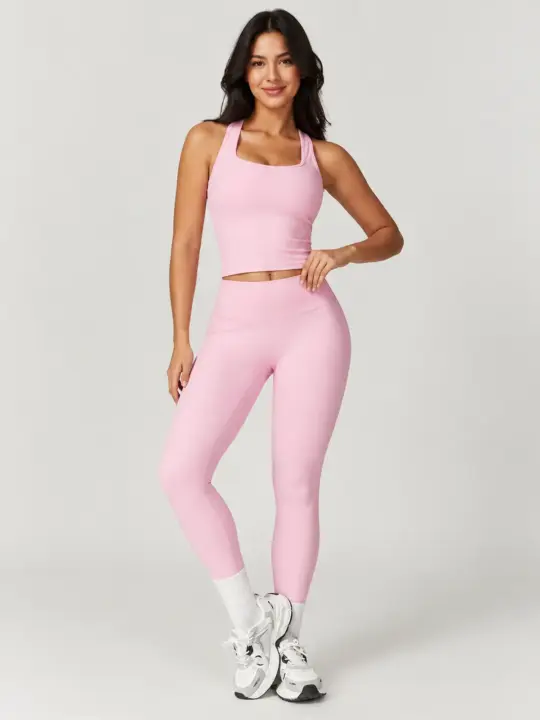 Nightfall Atelier Sleeveless Square-Neck Top and Full-Length Leggings Set — light pink — general — authoritative variation match