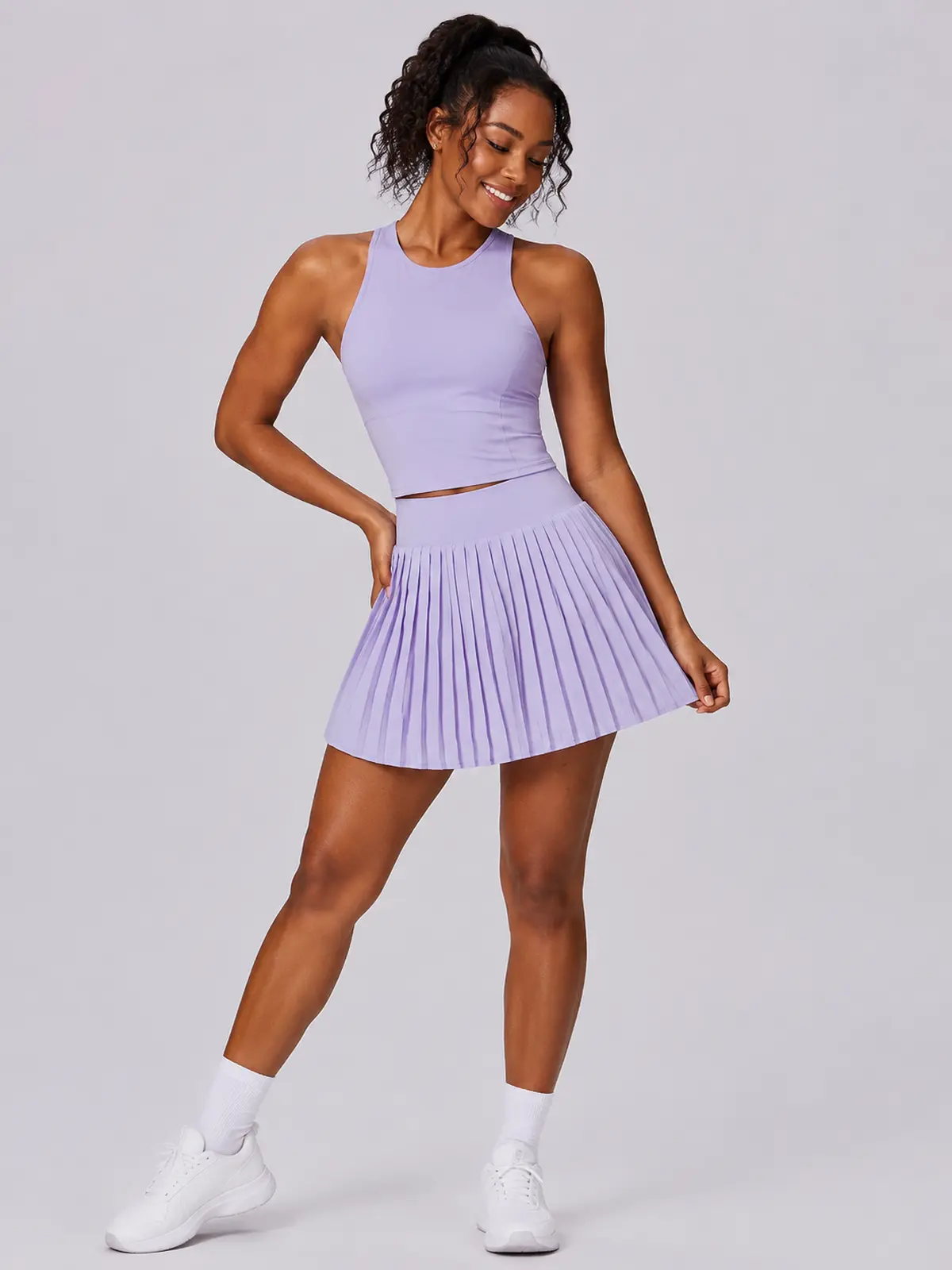 Pleatfall Motion High-Rise Pleated Yoga Skort — light purple — authoritative variation match