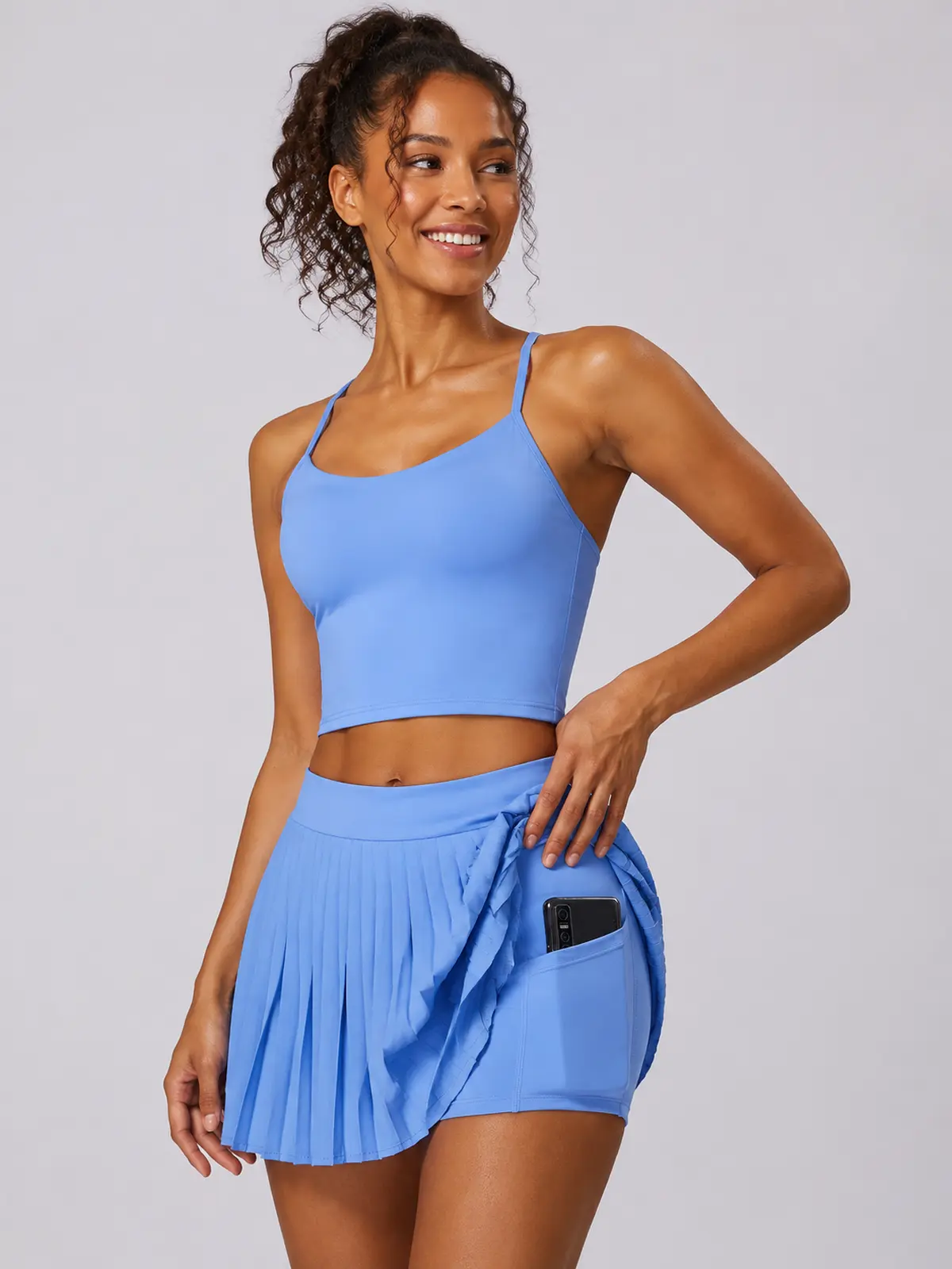 Pleatfall Motion High-Rise Pleated Yoga Skort — sky blue — authoritative variation match