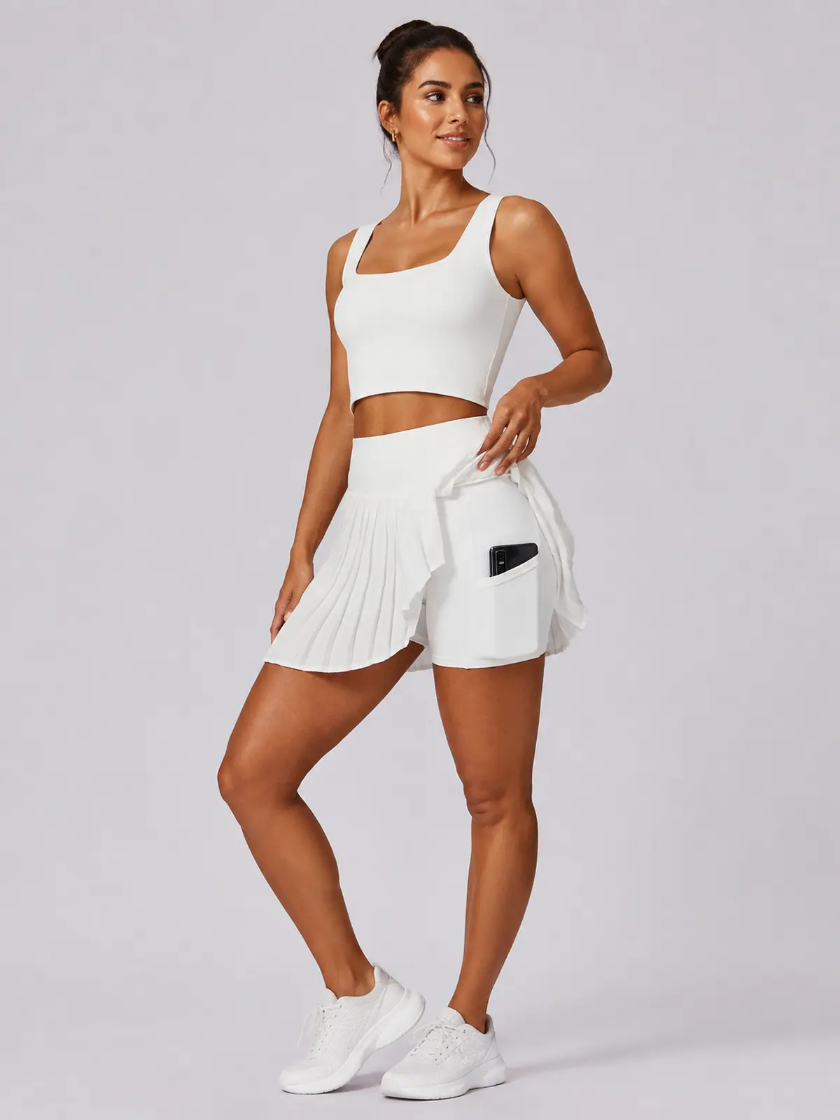 Pleatfall Motion High-Rise Pleated Yoga Skort — white — authoritative variation match