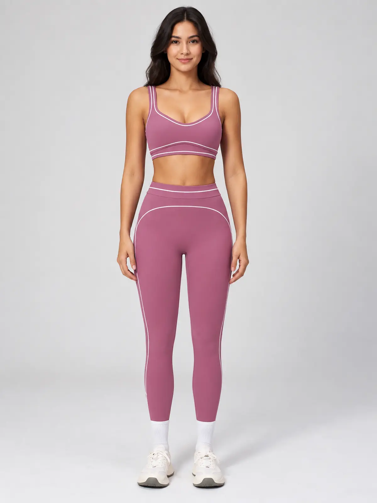 Radian Loom Sports Bra and Full-Length Leggings Set — mauve purple — general — authoritative variation image