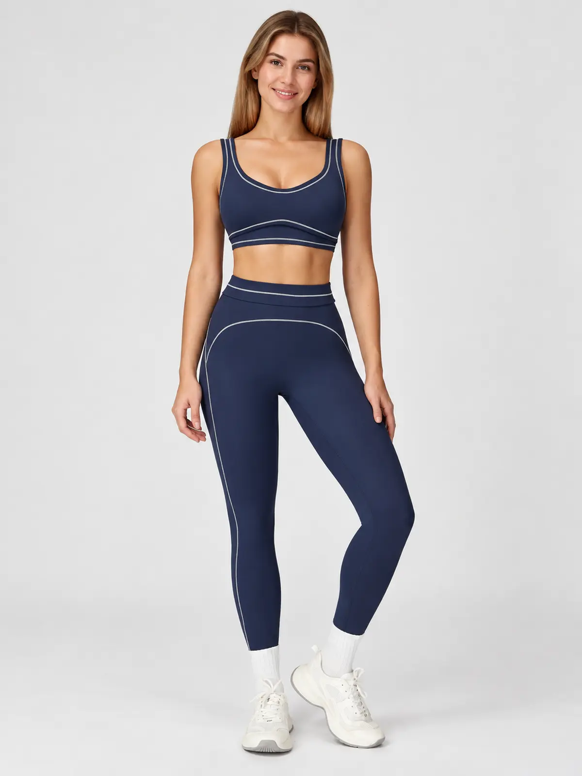 Radian Loom Sports Bra and Full-Length Leggings Set — navy blue — general — authoritative variation image