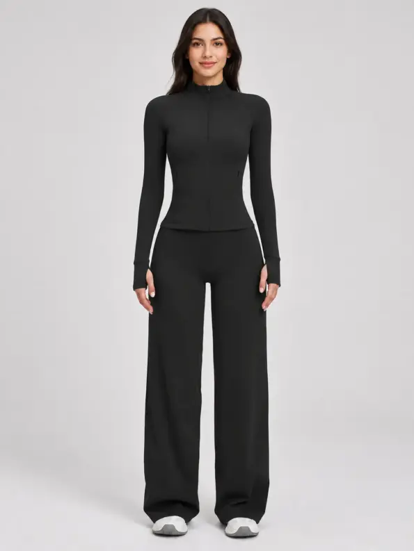 Ridgeway Folio Zip-Front Jacket and Flare Leggings Set — black — general — authoritative variation image