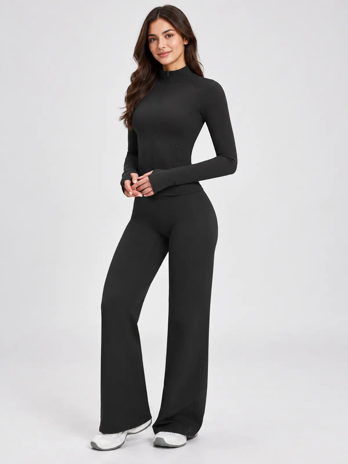 Ridgeway Folio Zip-Front Jacket and Flare Leggings Set — black — general — authoritative variation match