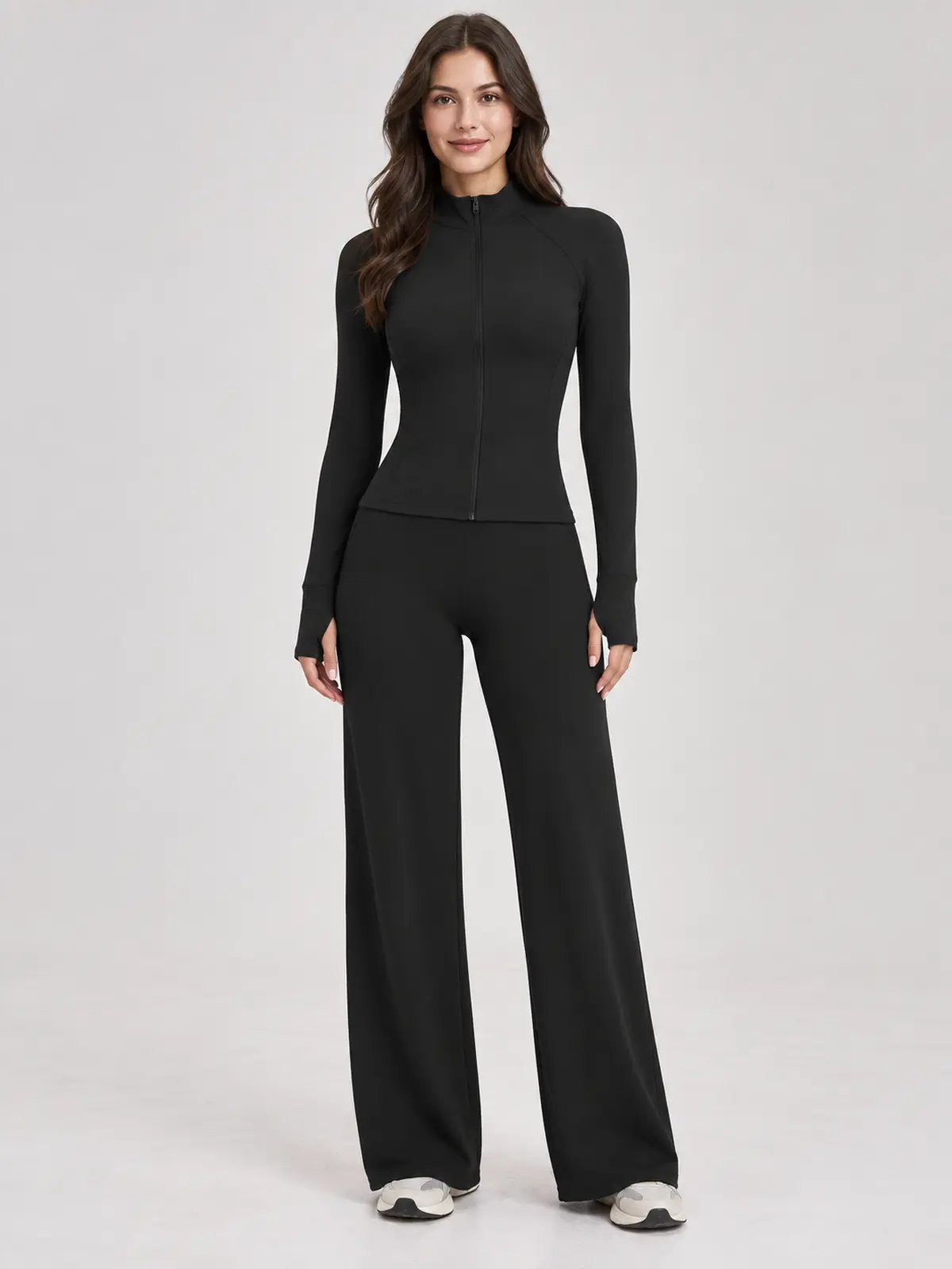 Ridgeway Folio Zip-Front Jacket and Flare Leggings Set — black — general — authoritative variation match