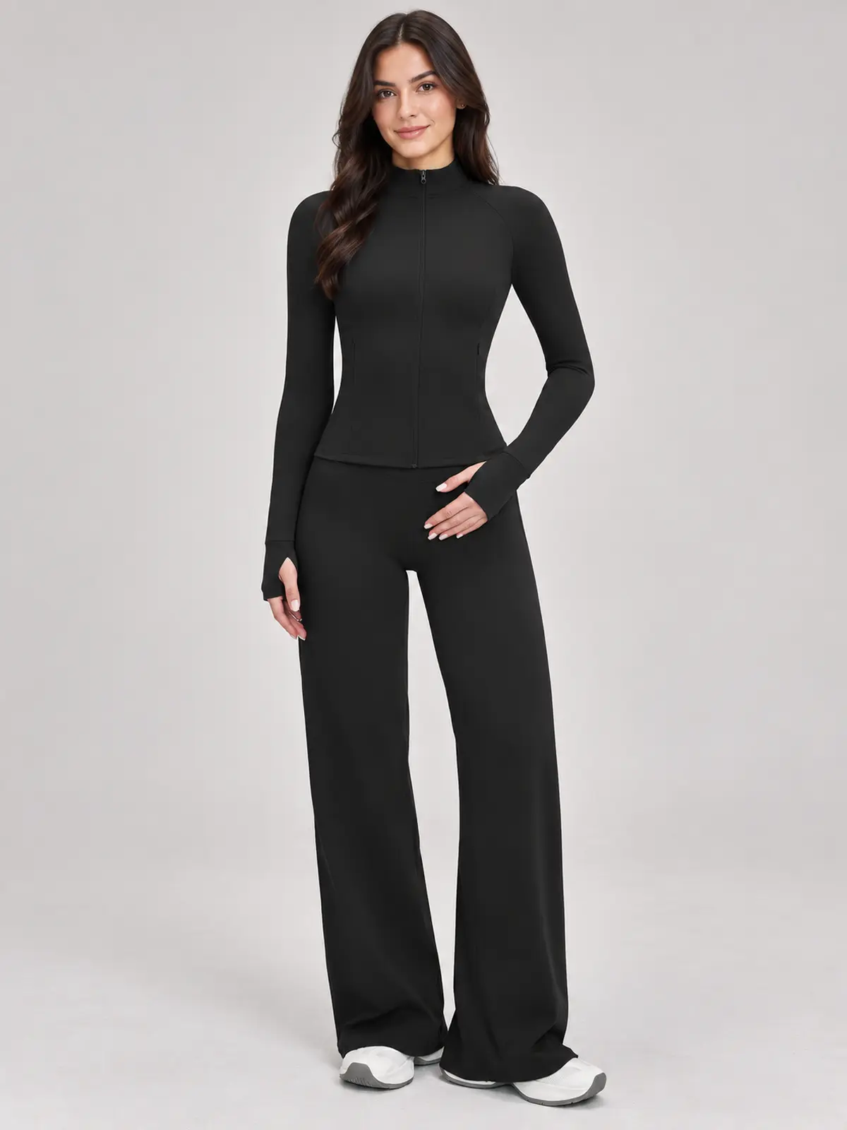 Ridgeway Folio Zip-Front Jacket and Flare Leggings Set — black — general — authoritative variation match
