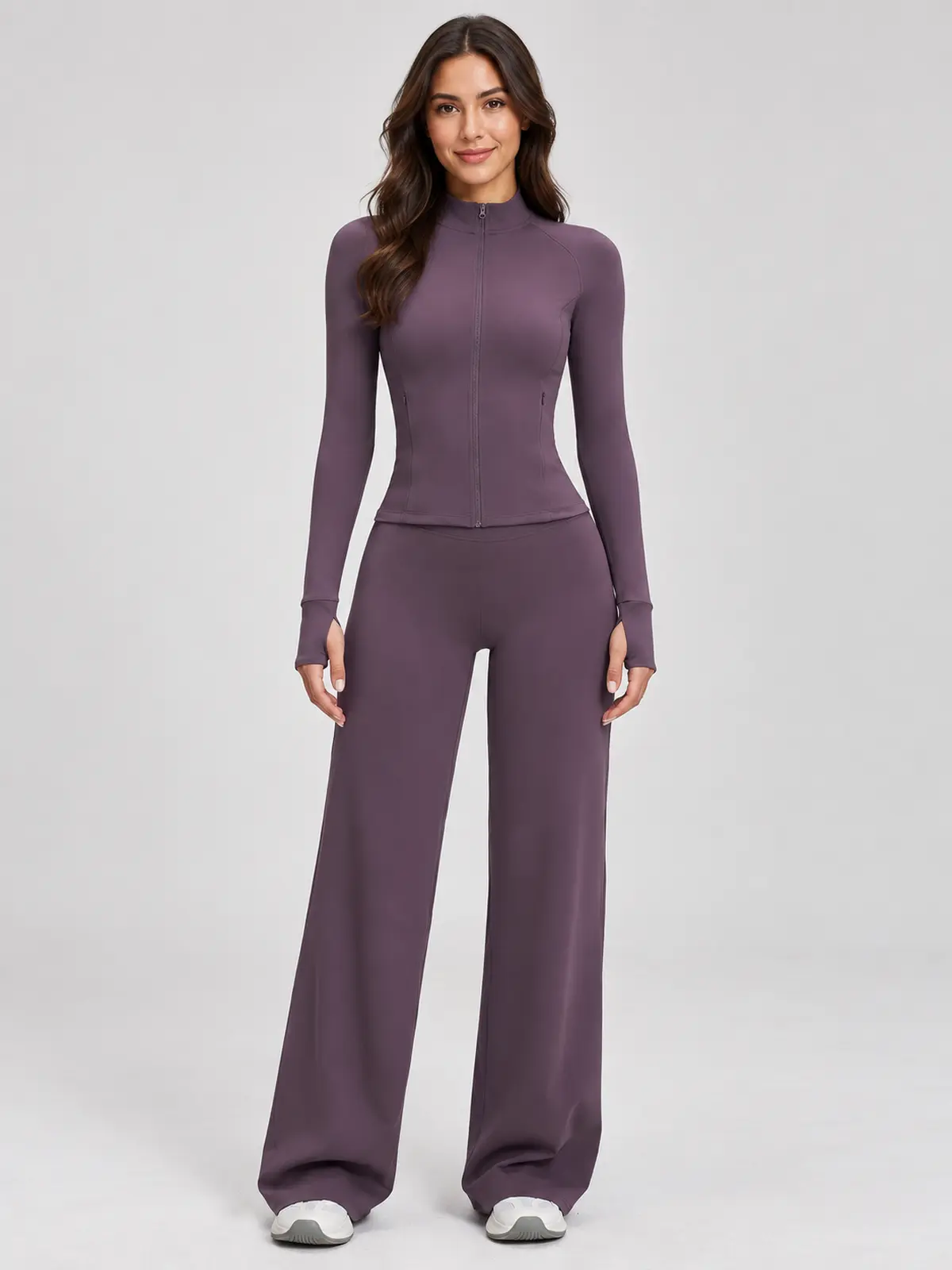 Ridgeway Folio Zip-Front Jacket and Flare Leggings Set — dark purple — general — authoritative variation image