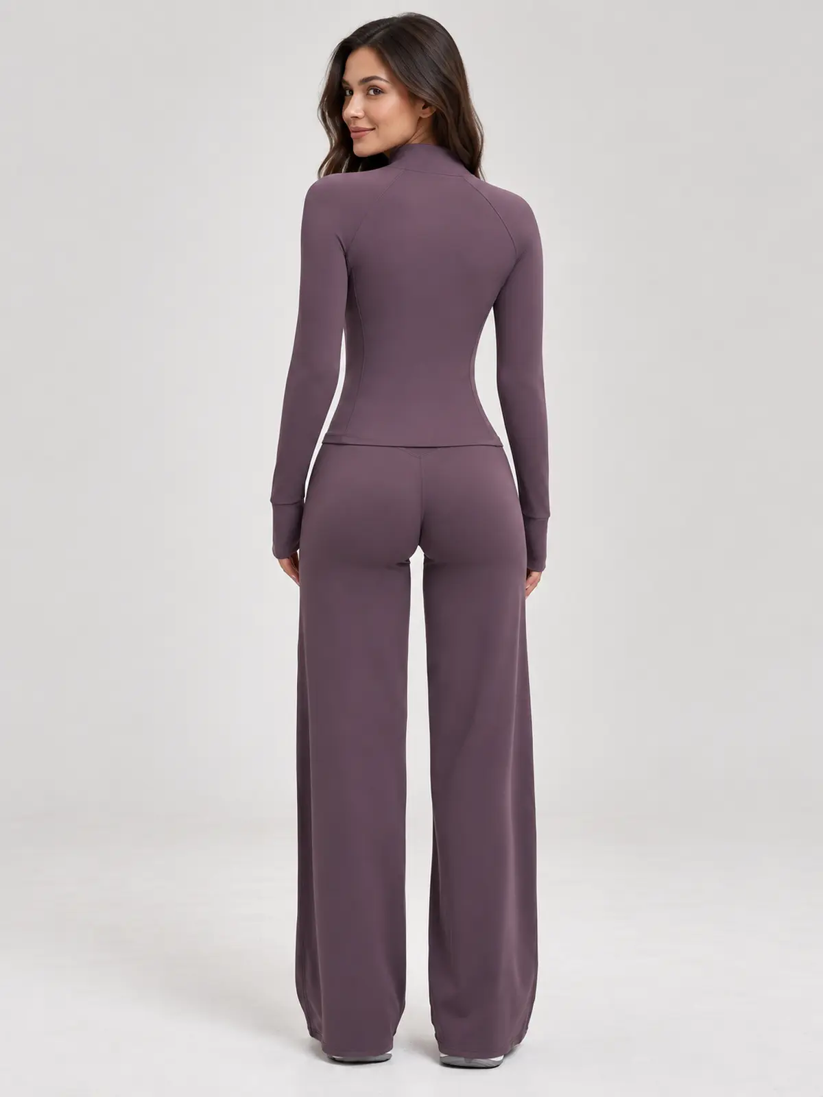 Ridgeway Folio Zip-Front Jacket and Flare Leggings Set — dark purple — general — authoritative variation match