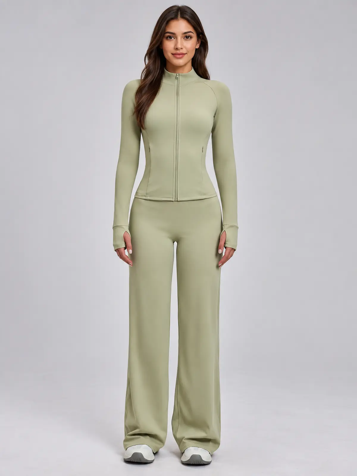 Ridgeway Folio Zip-Front Jacket and Flare Leggings Set — moss green — general — authoritative variation image