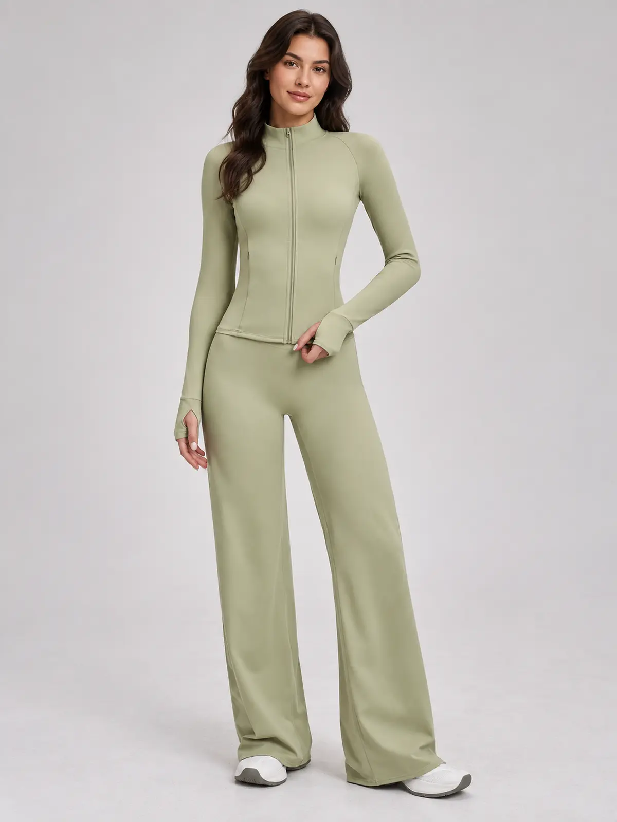 Ridgeway Folio Zip-Front Jacket and Flare Leggings Set — moss green — general — authoritative variation match