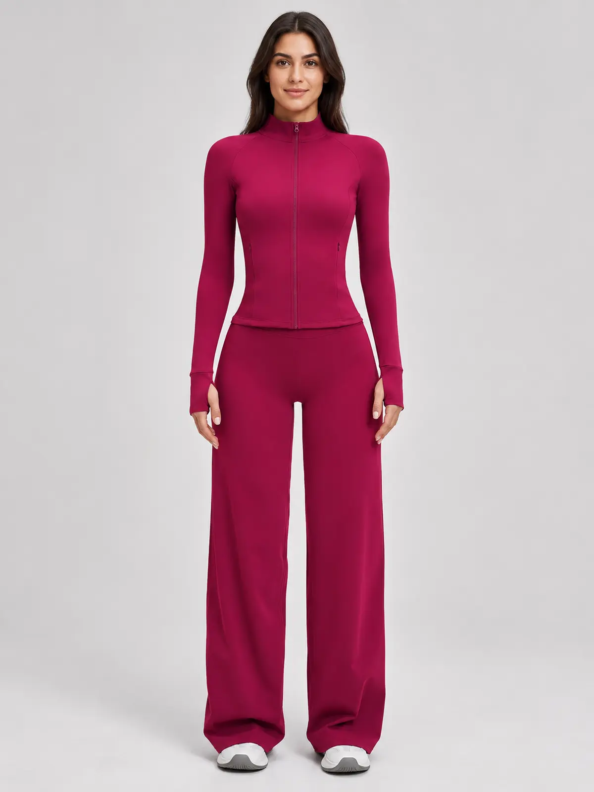 Ridgeway Folio Zip-Front Jacket and Flare Leggings Set — raspberry red — general — authoritative variation image