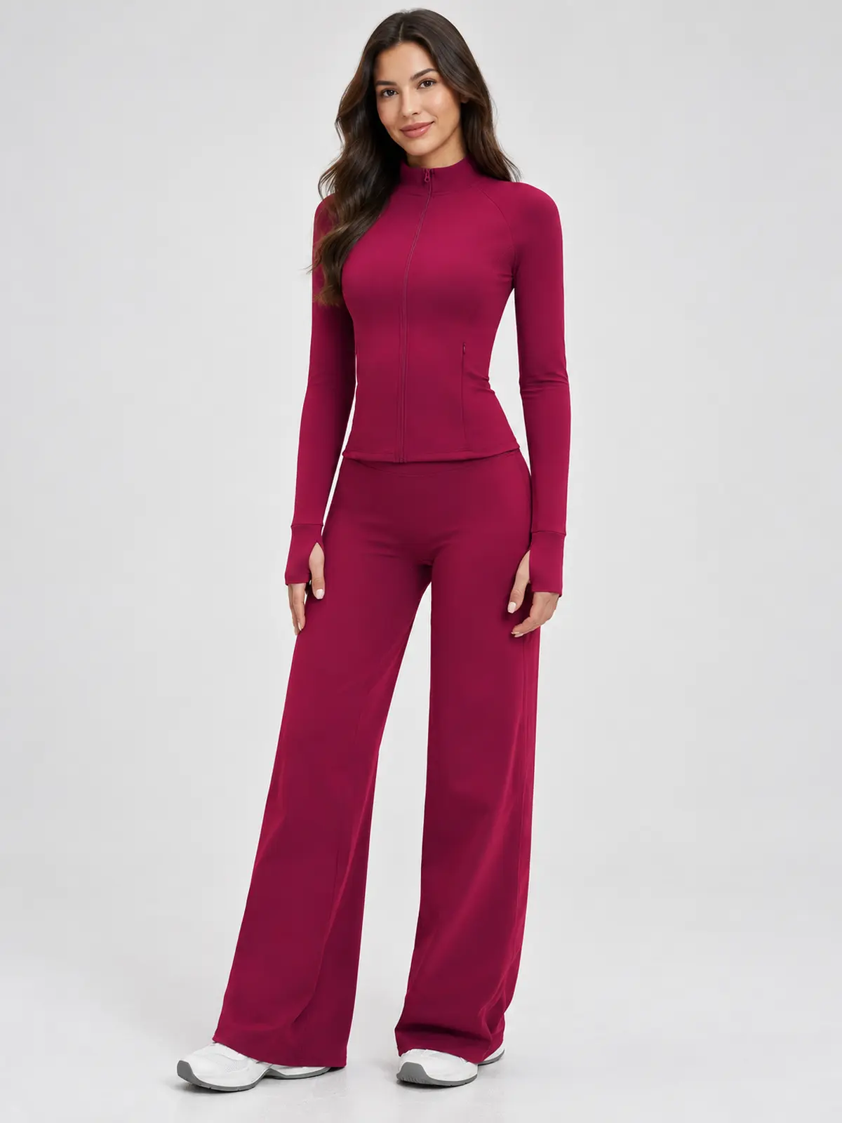 Ridgeway Folio Zip-Front Jacket and Flare Leggings Set — raspberry red — general — authoritative variation match