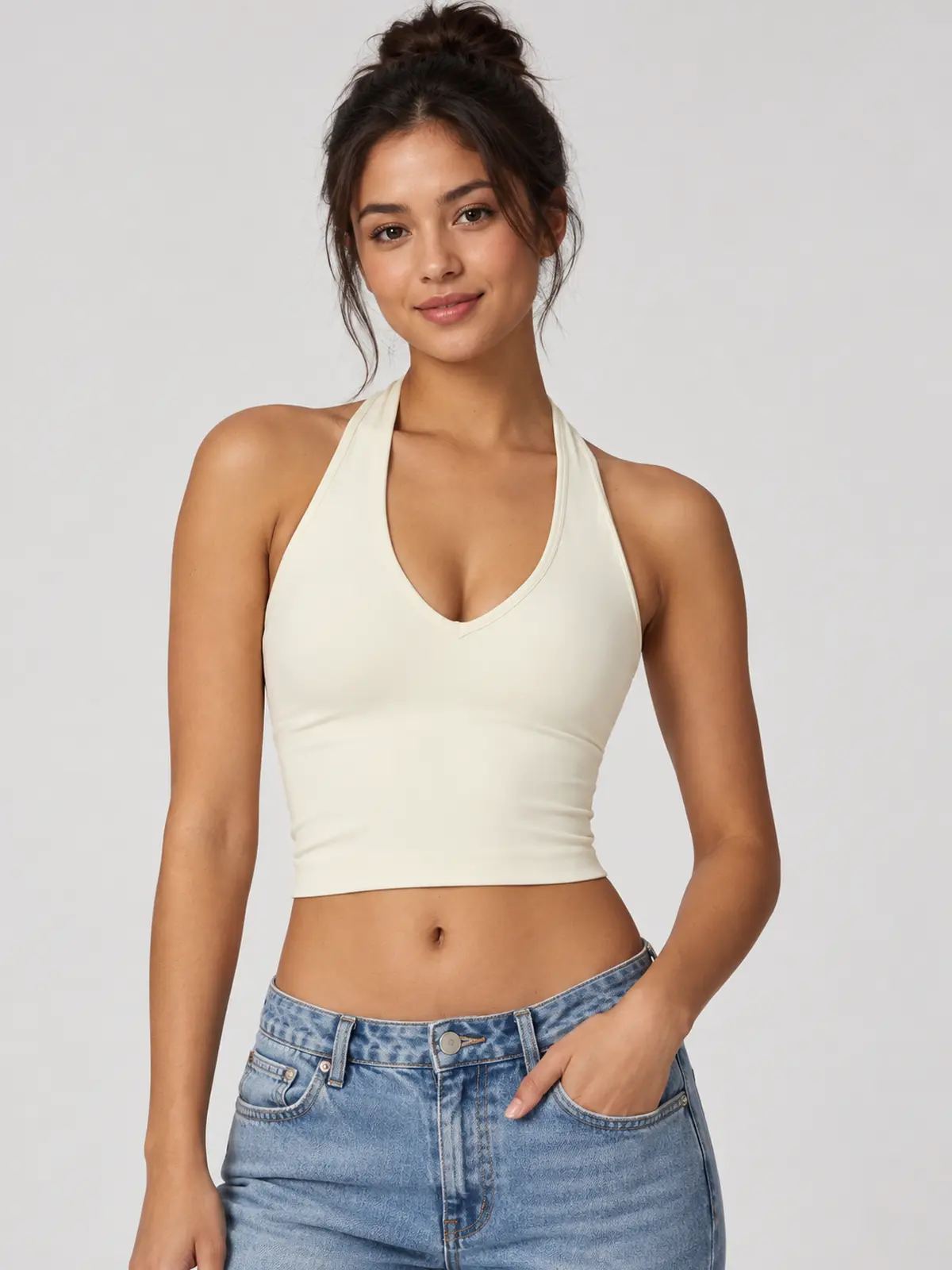 Saffron Drift Halter Crop Top — cream — crop-top — authoritative variation image