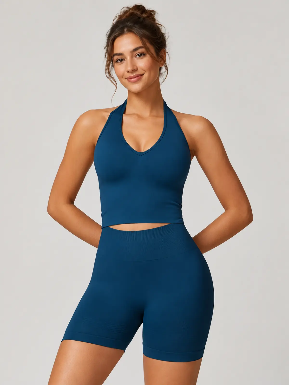 Saffron Drift Halter Crop Top — dark blue — general — authoritative variation match