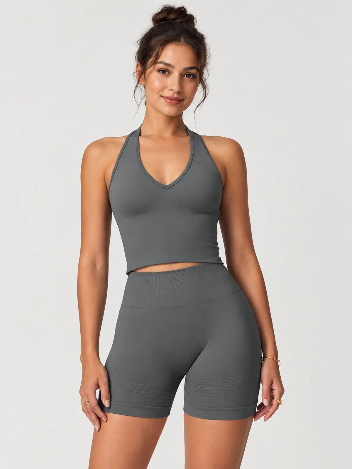 Saffron Drift Halter Crop Top — dark gray — general — authoritative variation match