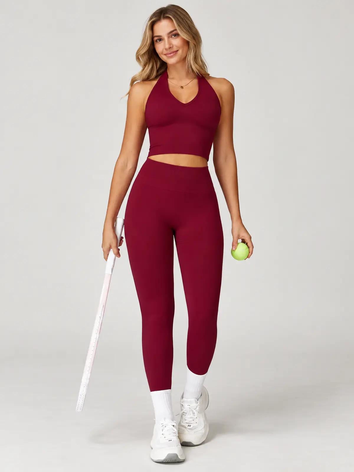 Saffron Drift Halter Crop Top — deep burgundy red — general — authoritative variation match