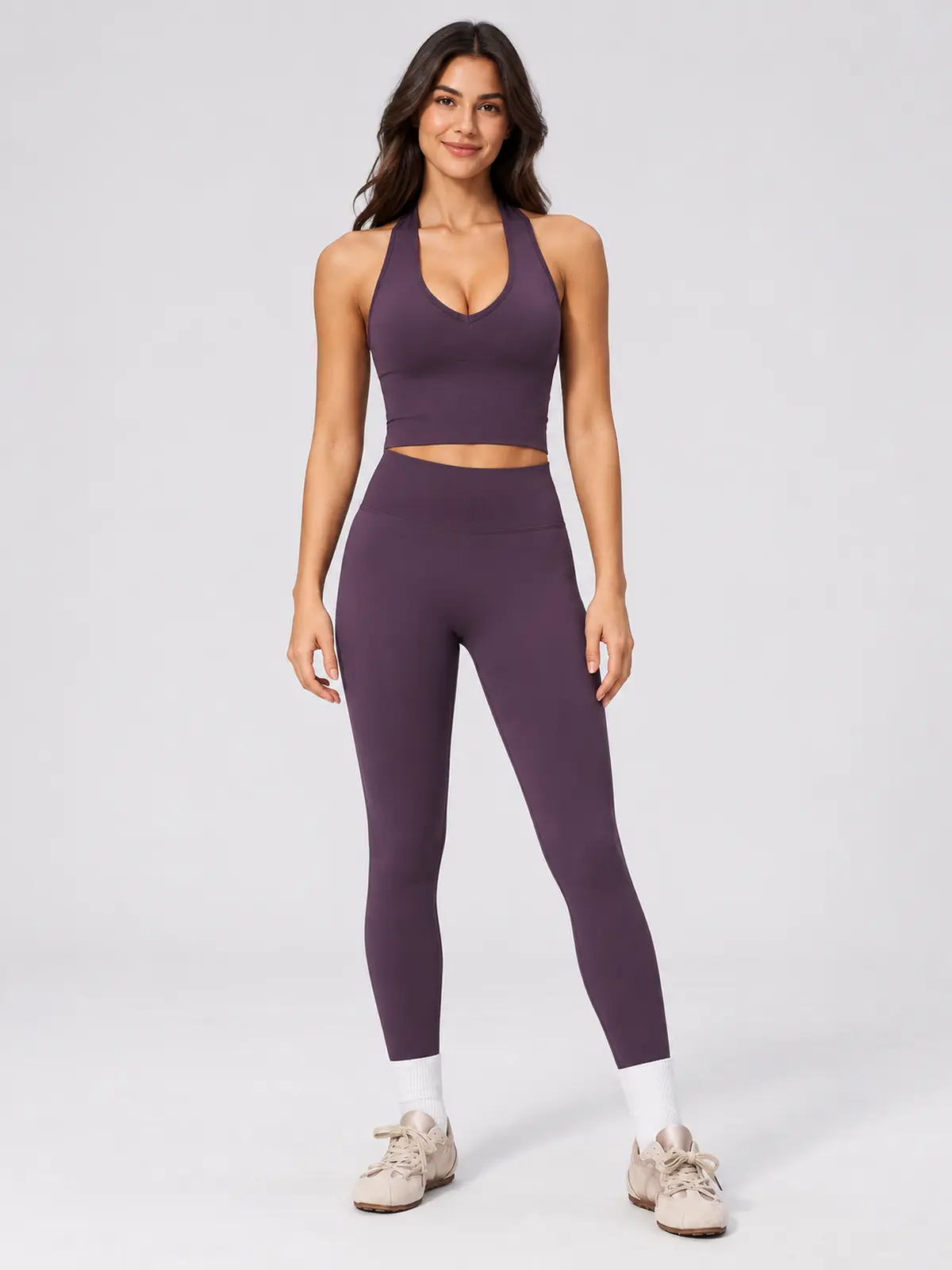 Saffron Drift Halter Crop Top — plum purple — general — authoritative variation match