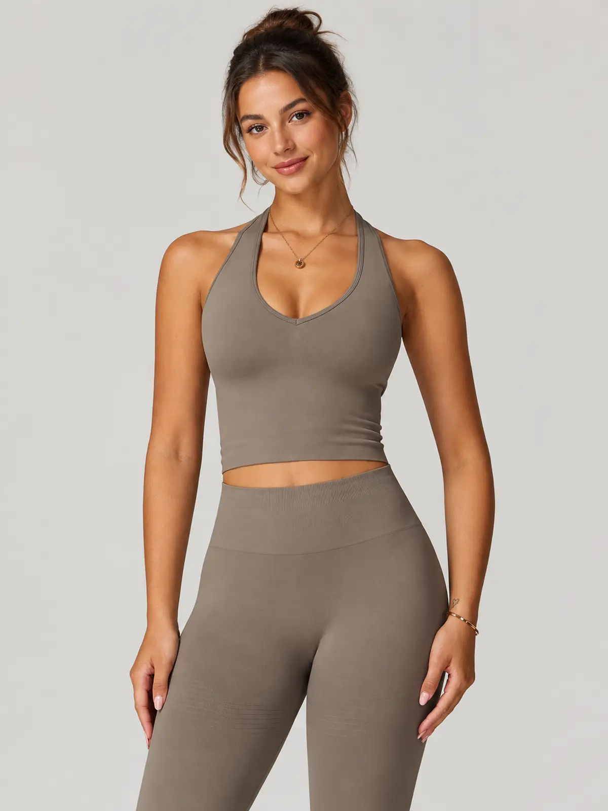 Saffron Drift Halter Crop Top — taupe — general — authoritative variation match