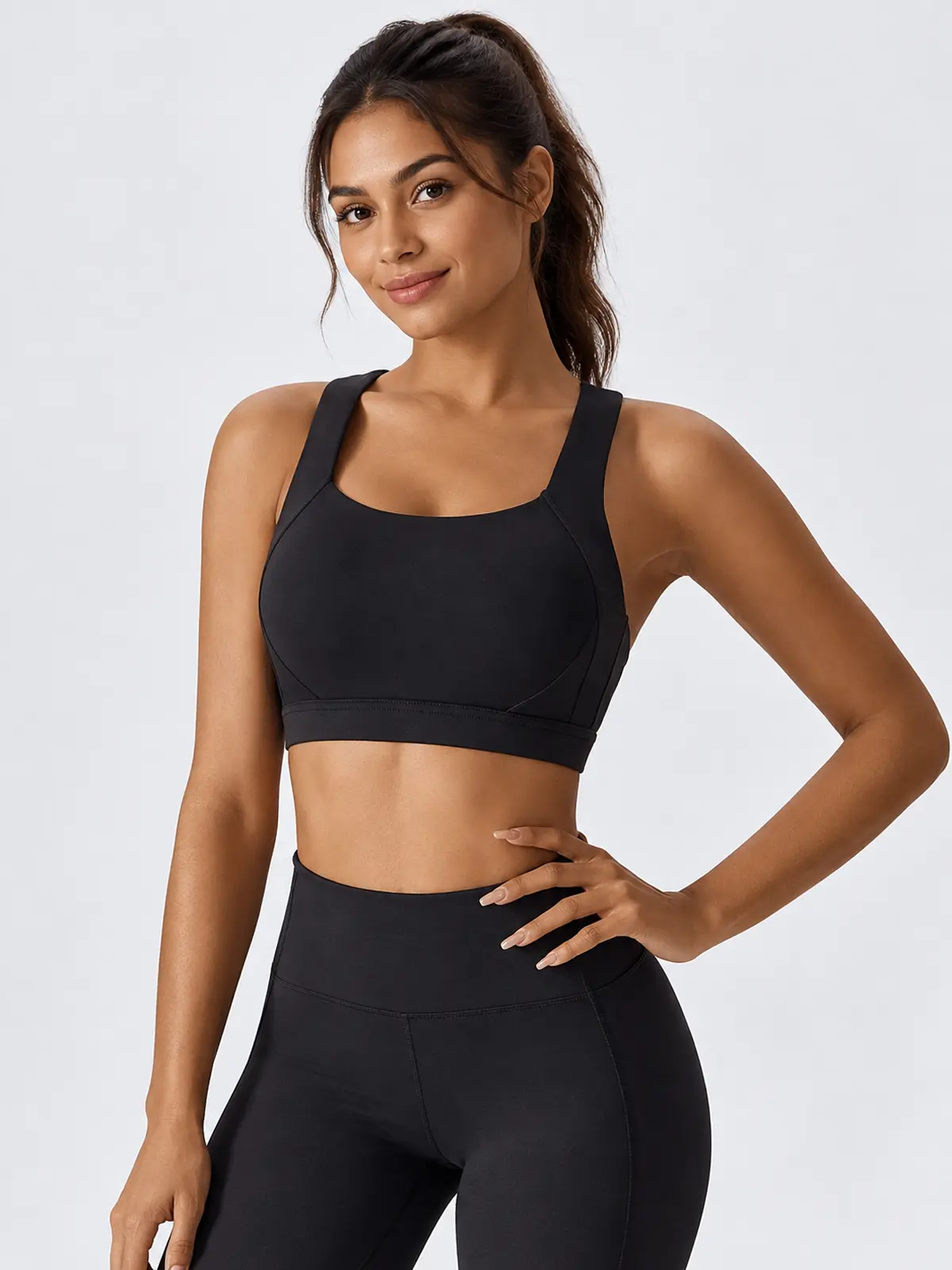 Sagebound Relay Scoop-Neck Sports Bra — black — sports-bra — authoritative variation image