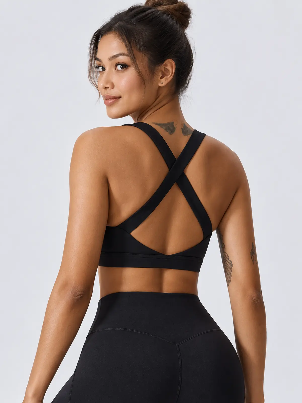 Sagebound Relay Scoop-Neck Sports Bra — black — sports-bra — authoritative variation match