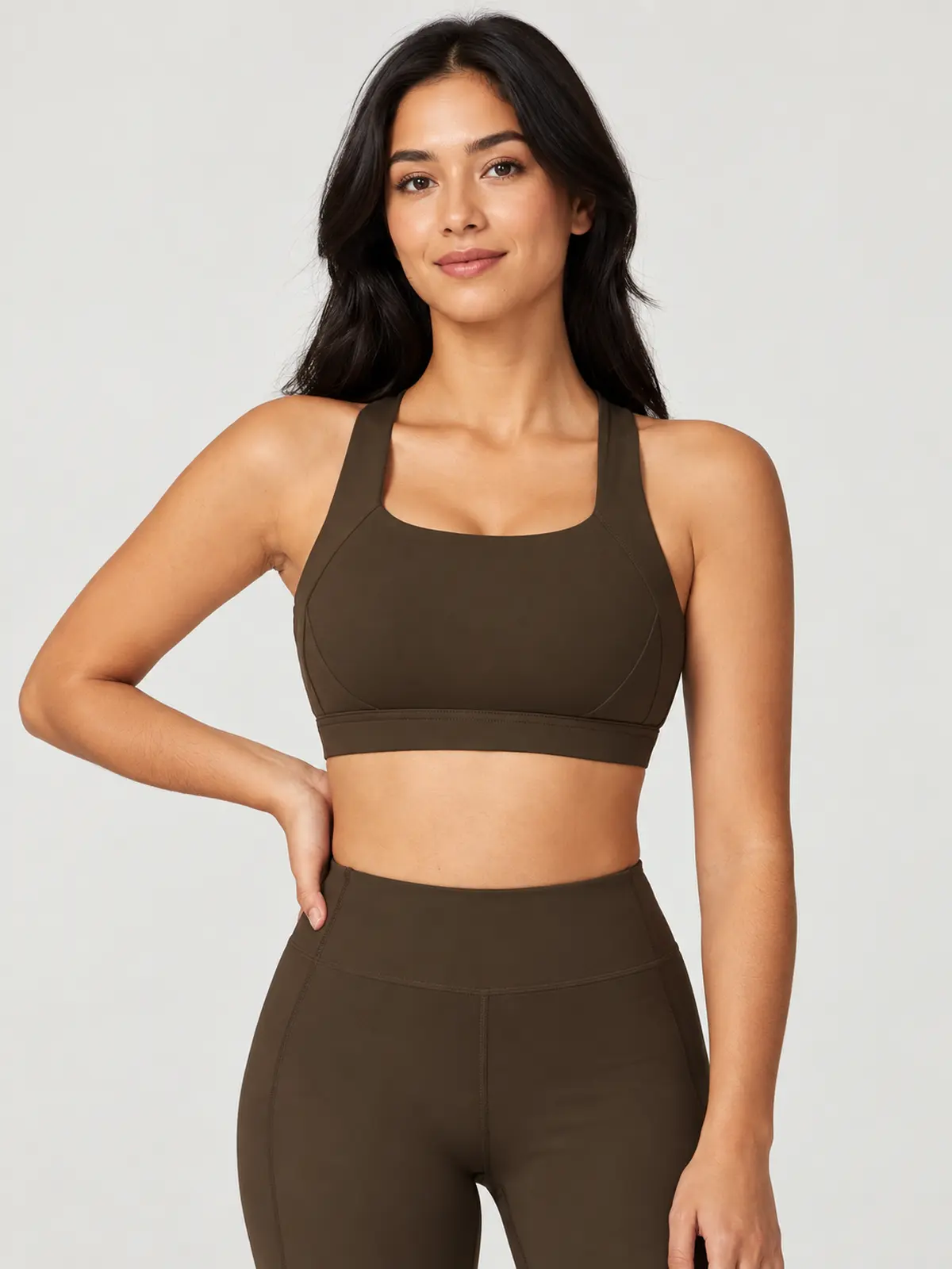 Sagebound Relay Scoop-Neck Sports Bra — dark coffee brown — sports-bra — authoritative variation image
