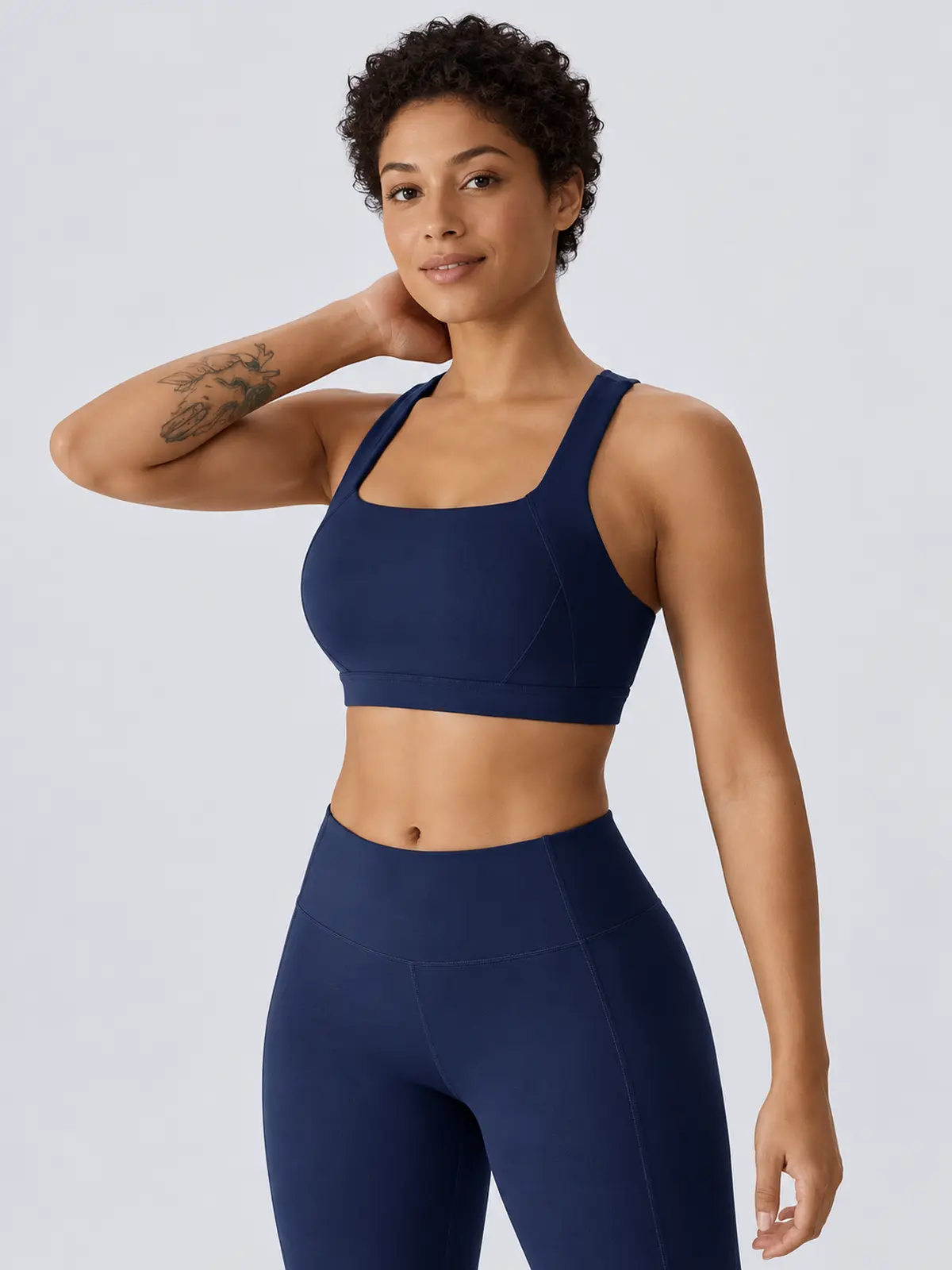 Sagebound Relay Scoop-Neck Sports Bra — navy blue — sports-bra — authoritative variation match