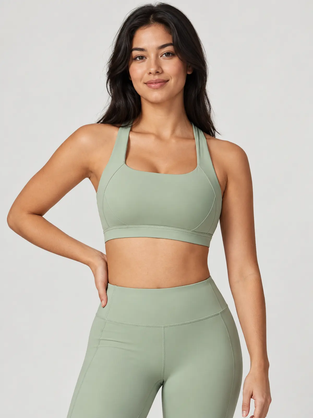 Sagebound Relay Scoop-Neck Sports Bra — pale sage green — sports-bra — authoritative variation image