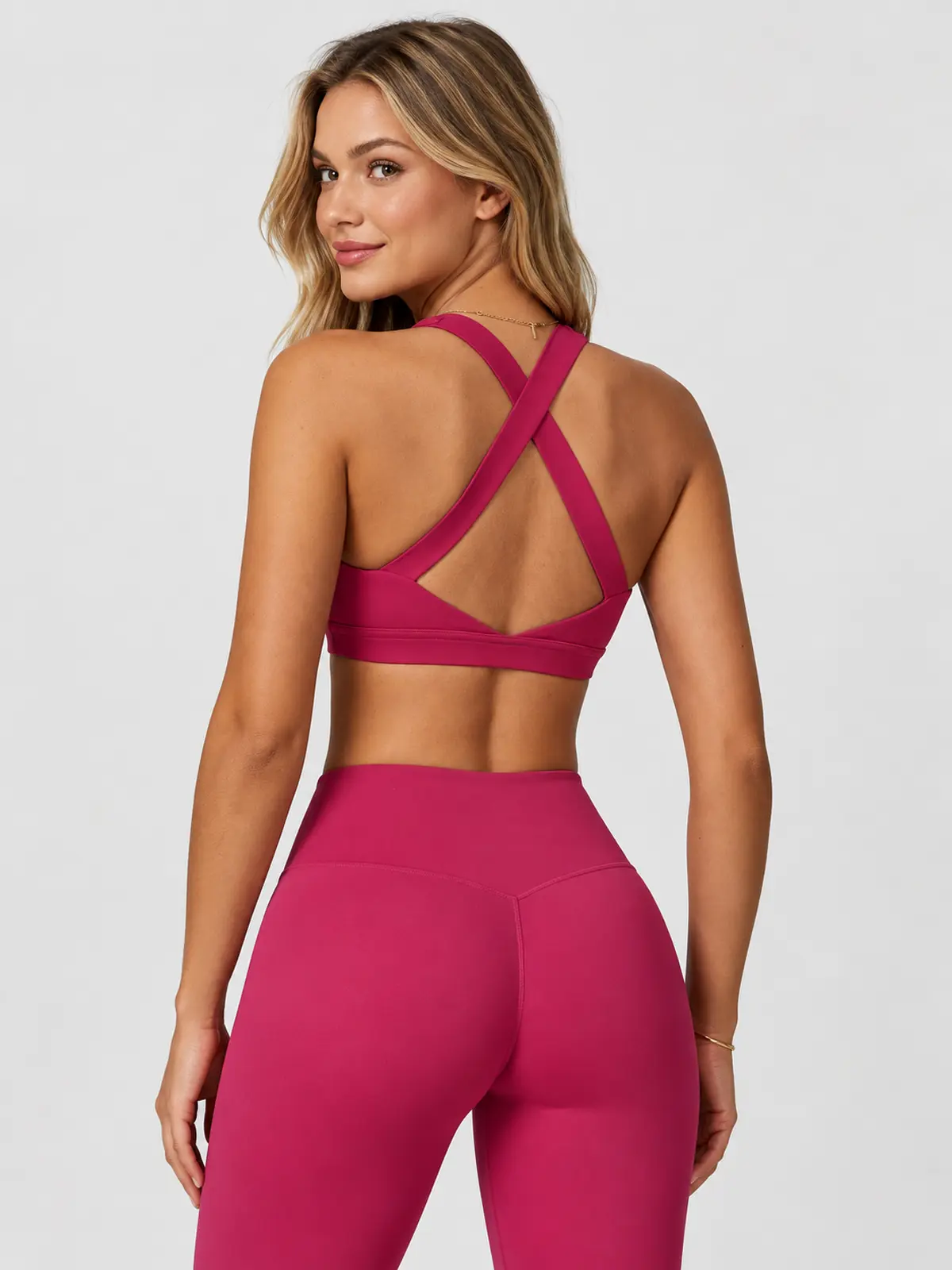 Sagebound Relay Scoop-Neck Sports Bra — rose red — general — authoritative variation match