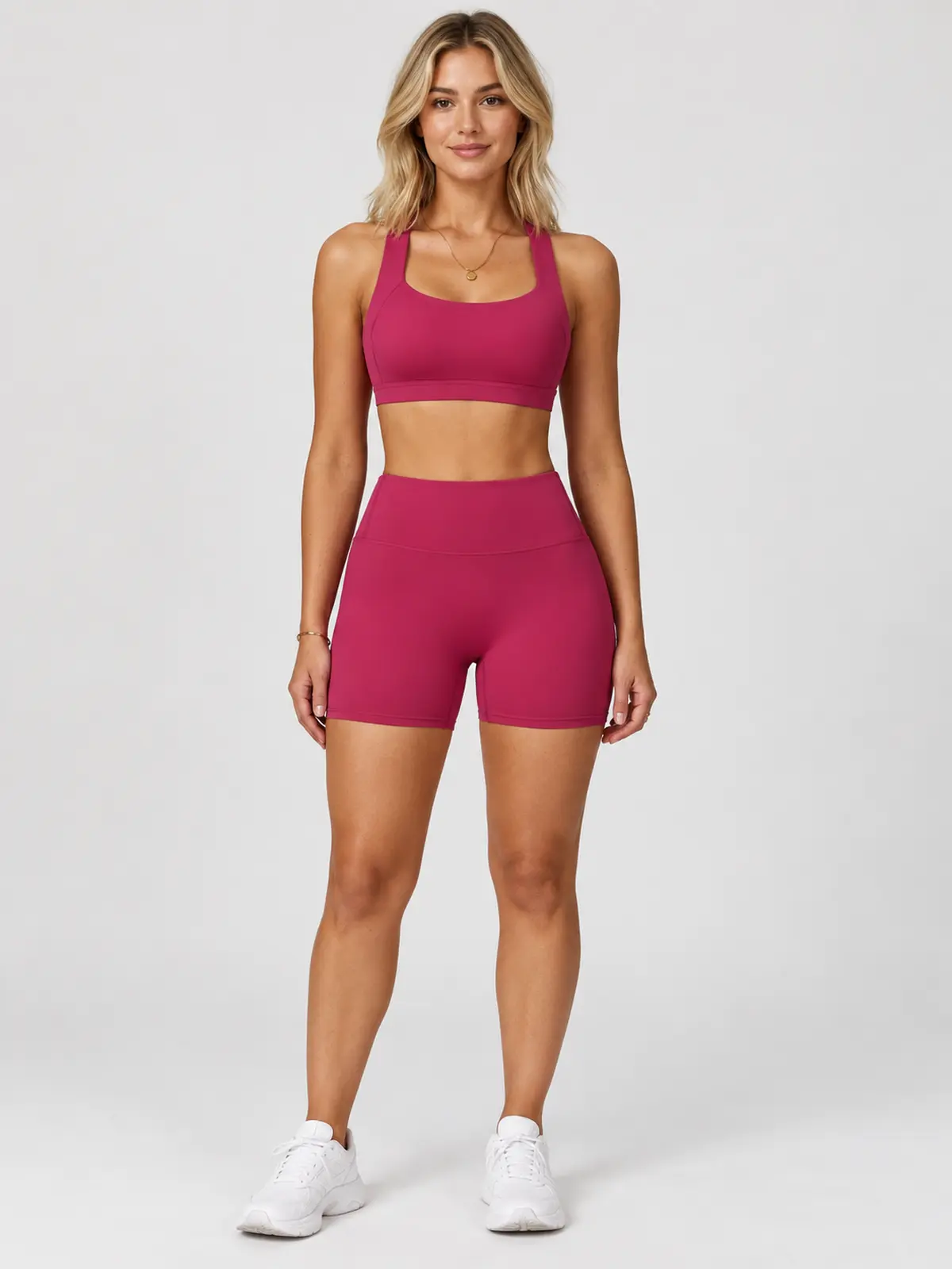 Sagebound Relay Scoop-Neck Sports Bra — rose red — general — authoritative variation match