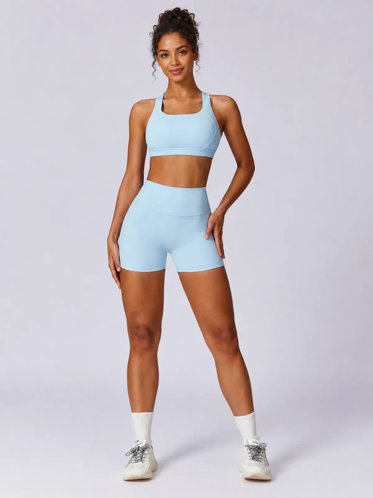 Sagebound Relay Scoop-Neck Sports Bra — sky blue — general — authoritative variation match