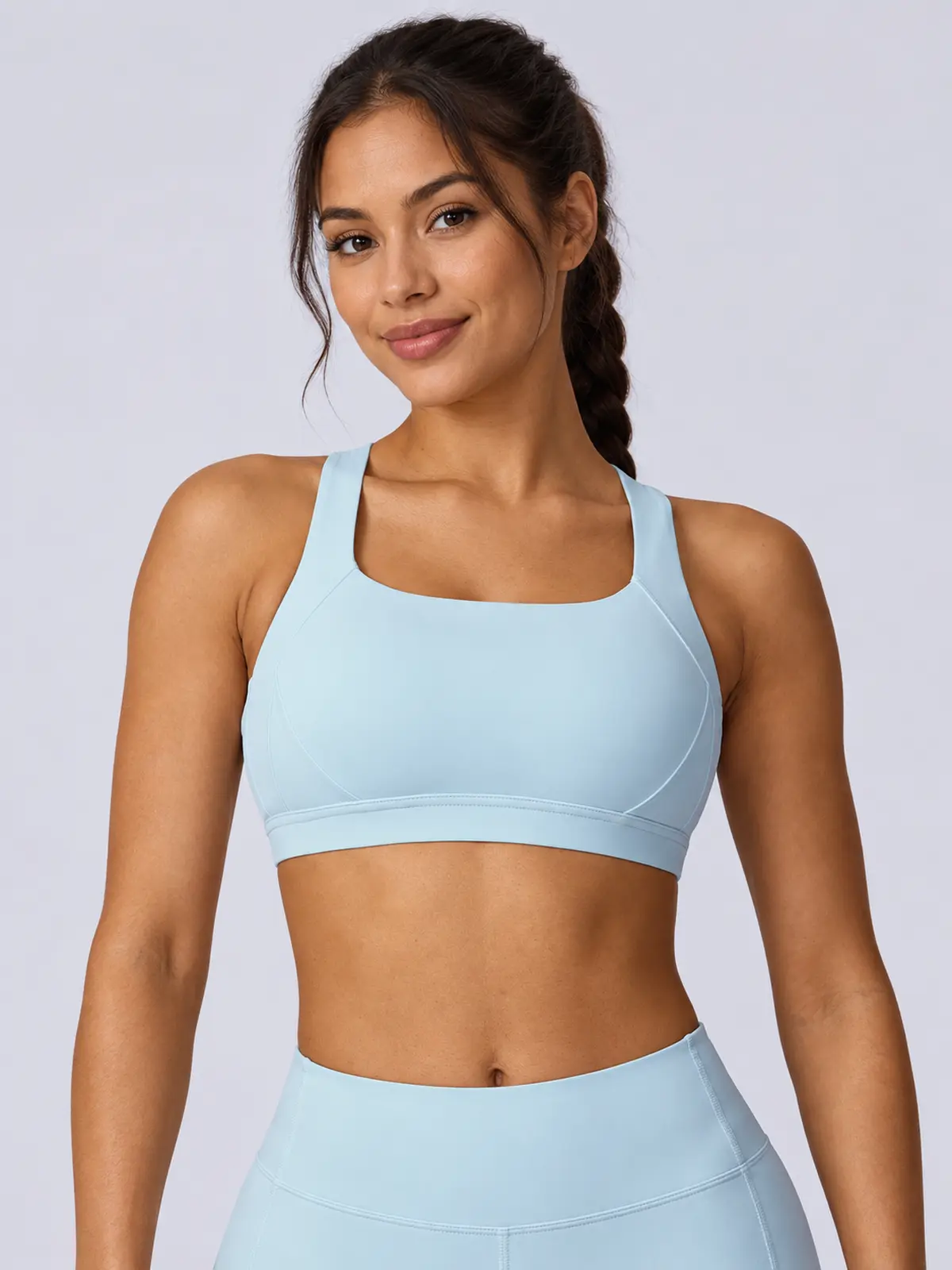 Sagebound Relay Scoop-Neck Sports Bra — sky blue — sports-bra — authoritative variation match