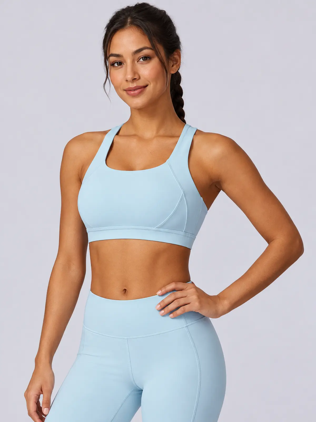 Sagebound Relay Scoop-Neck Sports Bra — sky blue — sports-bra — authoritative variation match