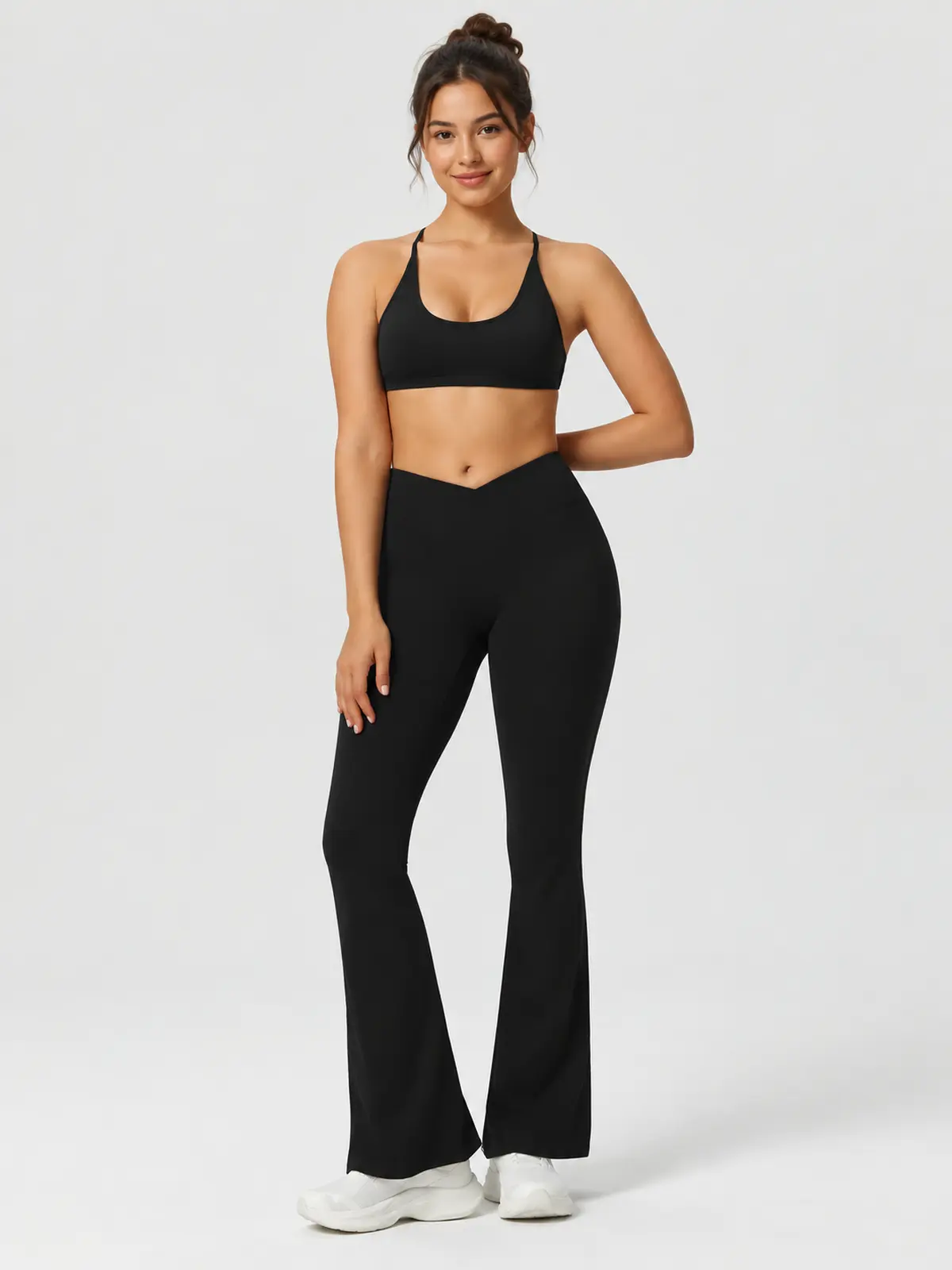 Solstice Arc Sports Bra and Flare Leggings Set — black — flare-leggings — authoritative variation image