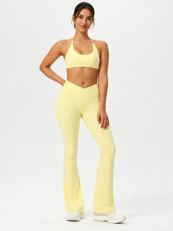 Solstice Arc Sports Bra and Flare Leggings Set — light yellow — flare-leggings — authoritative variation image