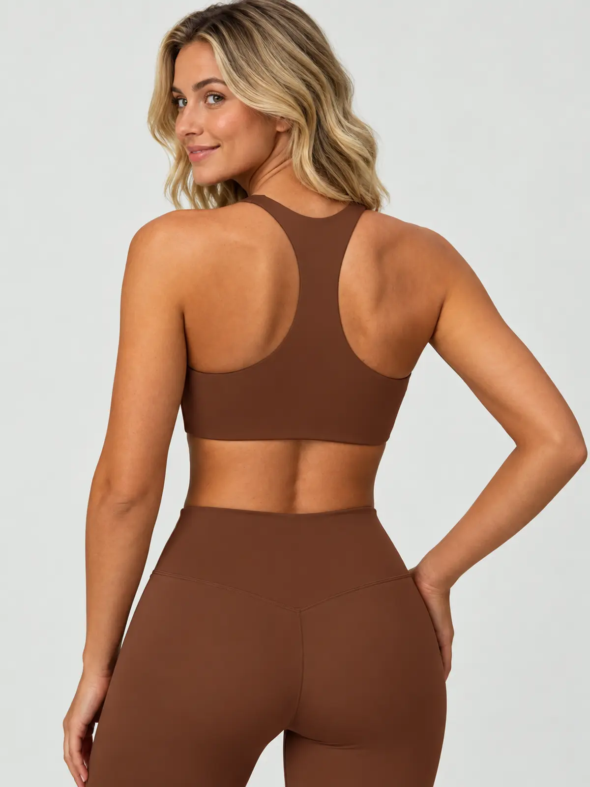 Tessellate Dawn Scoop-Neck Longline Sports Bra — brown — sports-bra — authoritative variation match