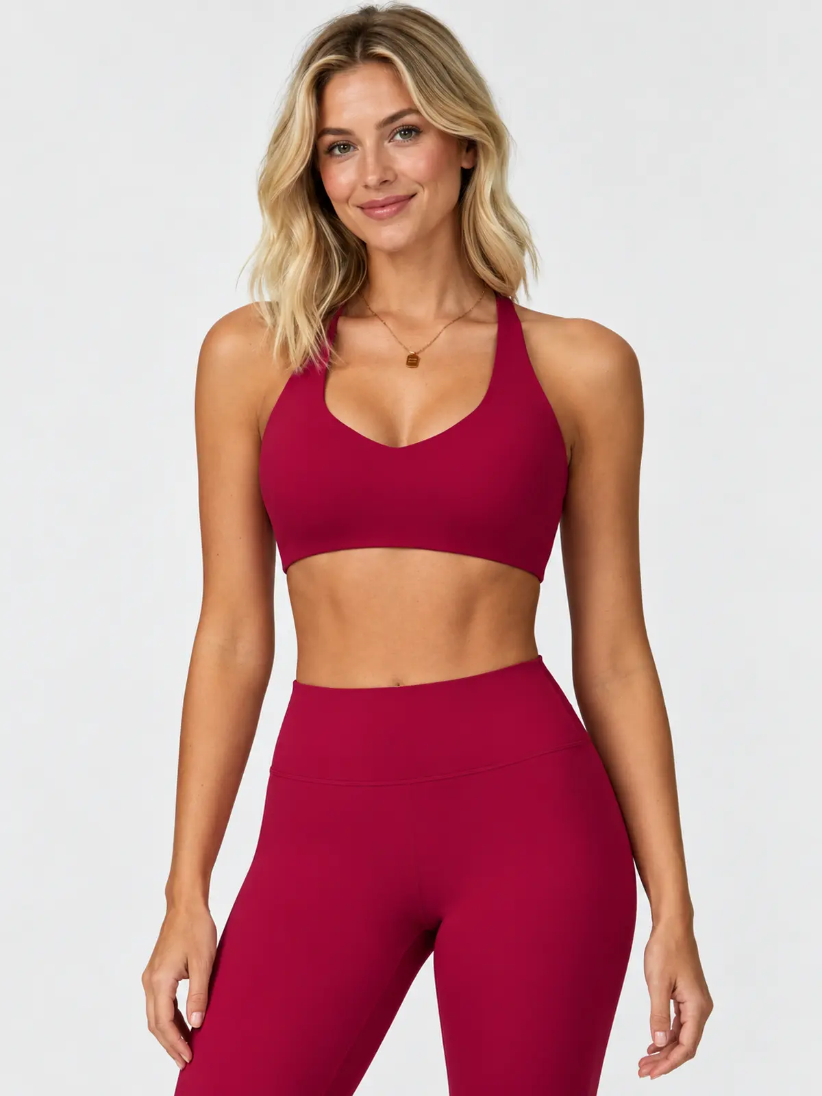 Tessellate Dawn Scoop-Neck Longline Sports Bra — rose red — general — authoritative variation match