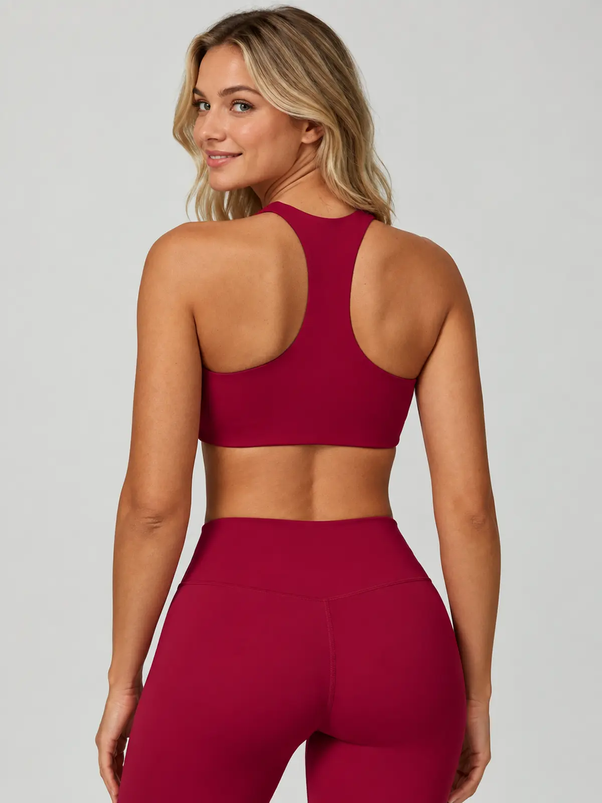 Tessellate Dawn Scoop-Neck Longline Sports Bra — rose red — general — authoritative variation match