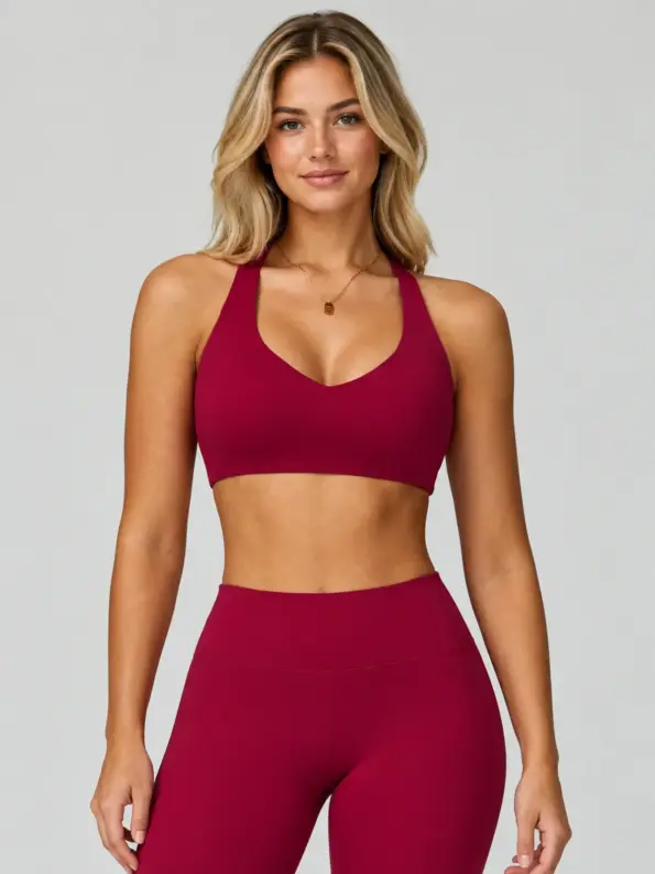 Tessellate Dawn Scoop-Neck Longline Sports Bra — rose red — sports-bra — authoritative variation image