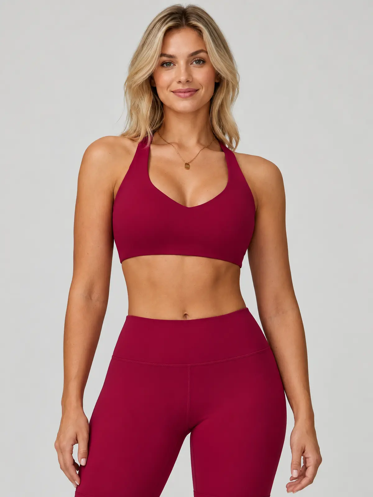 Tessellate Dawn Scoop-Neck Longline Sports Bra — rose red — sports-bra — authoritative variation match
