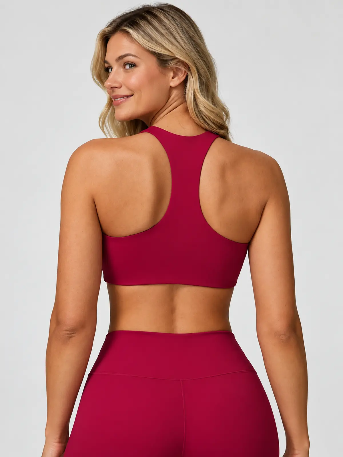 Tessellate Dawn Scoop-Neck Longline Sports Bra — rose red — sports-bra — authoritative variation match